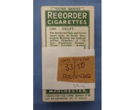 Cigarette cards, RJ Lea, part set 30/50 Old Pottery & Porcelain 3rd series, all with the scarcer "Recorder" backs (gen. gd)