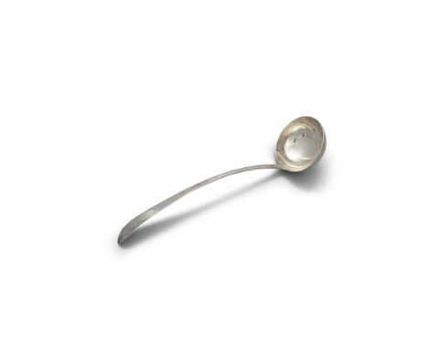 AN IRISH GEORGE III BRIGHT- CUT SILVER SOUP LADLE, by William Ward of Limerick, Dublin c. 1790, (c.7 troy ozs)