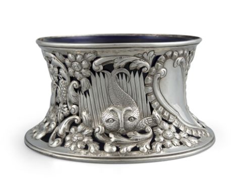 AN LARGE EDWARDIAN SILVER DISH RING, Chester c.1902, mark of George Nathan &amp; Ridley Hayes, the pierced body with vacant c