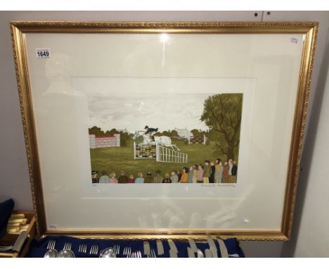 A French artist proof lithograph of steeple chase racing scene by Vincent Haddelsey (1934-2010) signed in pencil