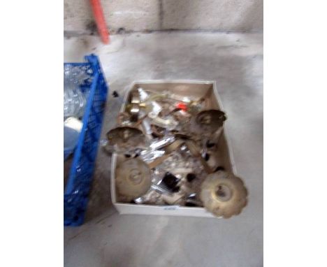 A box of chandelier parts