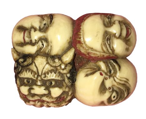 A signed Oriental ivory 5 faced netsuke