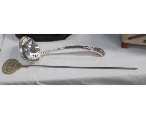 A good Viner's Sheffield plate ladle and a skewer