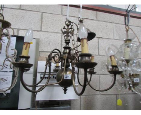 A 6 lamp brass ceiling light
