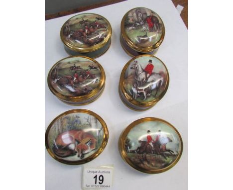 6 hunting scene trinket pots