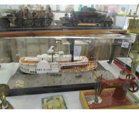A cased model of the Robt E Lee paddle steamer