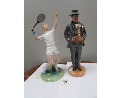 A Royal Doulton classics 'Arnold Bennett' figure and a second quality 'The Ace' tennis player