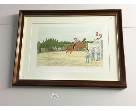 A signed French artist proof lithograph of Rodeo scene by Vincent Haddelsey (1934-2010) signed in pencil