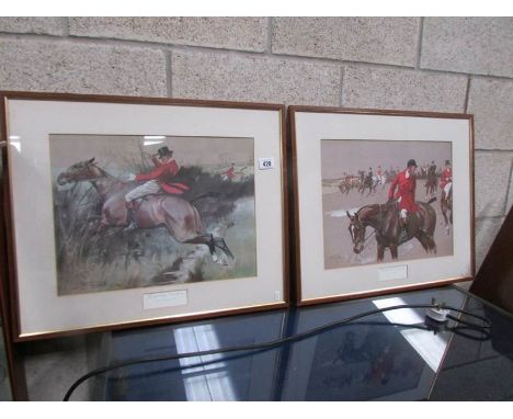 A pair of framed and glazed hunting prints