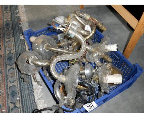 A box of chandelier parts