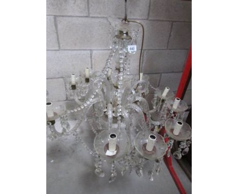 A 10 light glass chandelier