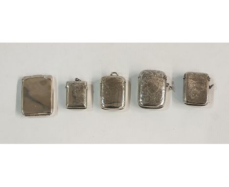 Four early 20th century silver vesta cases, including examples by William Hair Haseler, John Rose, Joseph Gloster and Thomas 