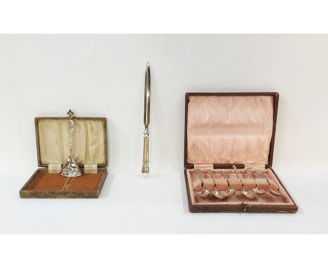 Set of six Burmese teaspoons with animal and figure terminals, a Dutch white metal christening caddy-type spoon and a silver-