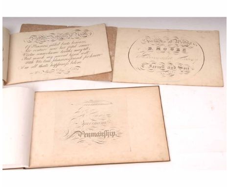 J P HEMM: SPECIMENS OF PENMANSHIP, [1830], engraved title page + 9 engraved specimen plates, oblong folio, rebound cloth, pri