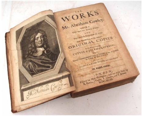ABRAHAM COWLEY: THE WORKS..., London for Henry Herringman 1693, 8th edition, engraved portrait frontispiece, composite volume