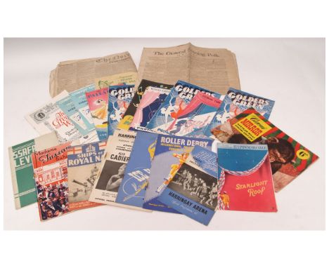 PACKET assorted ephemera containing sports and theatre programmes circa 1940s/1950s including 3 Etholl Oakeley original wrest