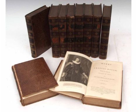 FRANCIS BACON: THE WORKS ..., London for J Johnson & others, 1803, 10 volumes, engraved portrait frontispiece plus 2 folding 