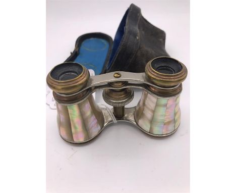 A cased set of mother and pearl 19th Century opera glasses