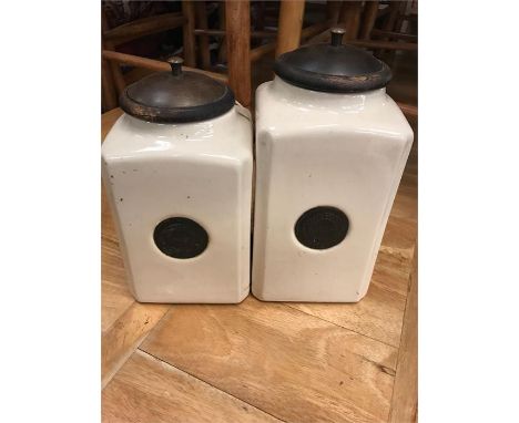 A Pair of Vintage style Kitchen storage jars