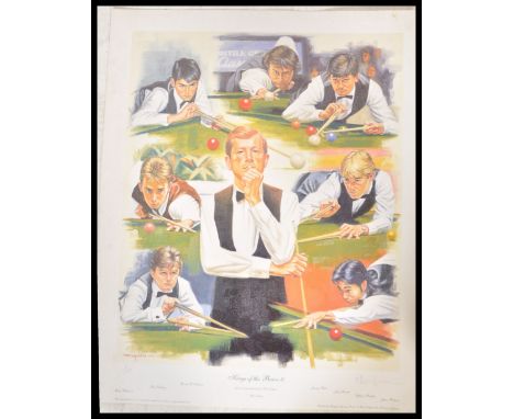 A limited edition snooker related sporting print entitled ' the King of the Baize II ' after Peter Deighan featuring snooker 