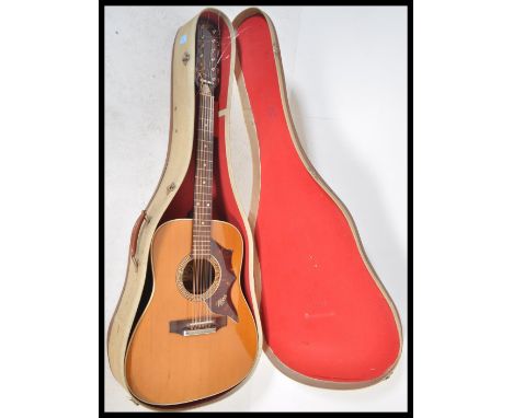 A vintage mid 20th Century German made Hoyer twelve string acoustic guitar, natural lacquer finish with applied paper label t