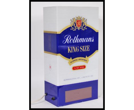 A vintage retro 20th Century Advertising point of sale shop sign Rothmans King Size cigarette lamp in the form of a packet of