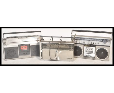 A collection of vintage retro 20th Century radio and radio cassette players to include a Ferguson 3 band stereo radio cassett