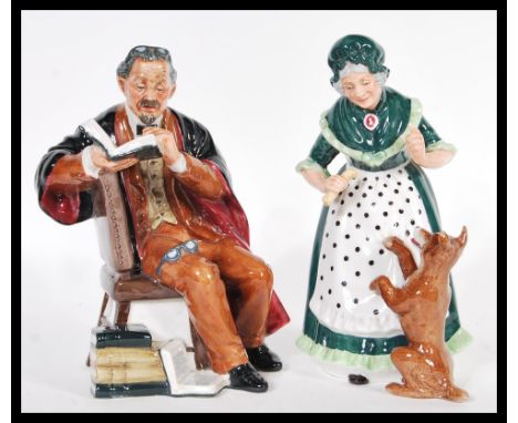 Two Royal Doulton ceramic figurines to include The Professor HN2281 and Old Mother Hubbard&nbsp;HN2314, both figures stamped 