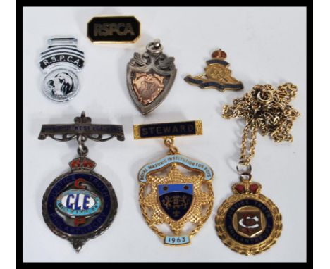 A group of vintage 20th Century enamel fob medals to include a large silver hallmarked example, gold on hallmarked silver exa