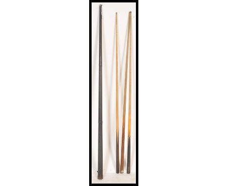 A collection of three vintage 20th Century Snooker / Billiards cues to include a&nbsp; Joe Davis ' Champion 147 ' Snooker cue