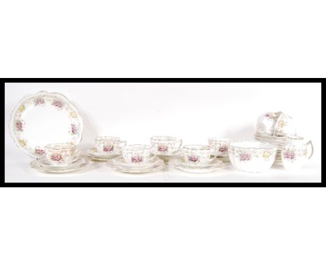 A 19th Century Victorian Melba ware tea service consisting of eight cups with saucers, sugar bowl, creamer jug etc. The cups 