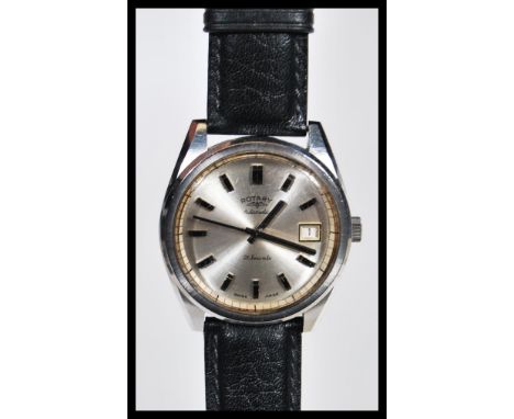 A gents vintage 20th Century automatic Rotary wrist watch,&nbsp;circular dial set with batons, date aperture and inscribed "2