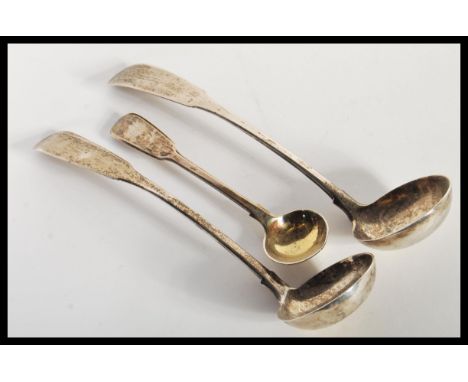 A group of early 19th Century Georgian hallmarked silver sauce or chocolate ladles to include a pair of ladles hallmarked for