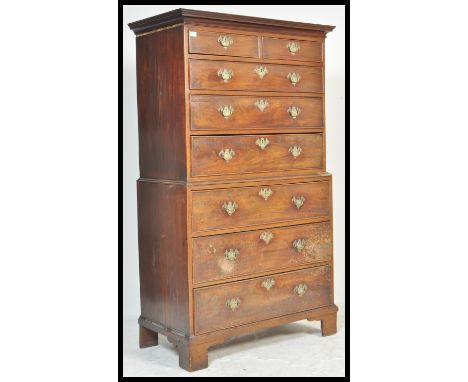 An 18th Century Georgian George III Mahogany chest on chest of drawers / tallboy. The two over six bank of drawers being ceda