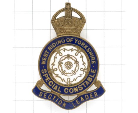 Section Leader West Riding of Yorkshire Special Constabulary police lapel badge.Crowned blue enamel title circlet on blue ‘SE