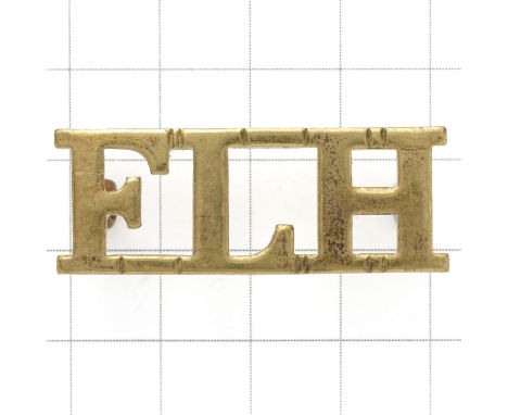 South Africa. FLH (Frontier Light Horse) scarce Boer War brass slouch hat badge.British made, die-cast.LoopsVGC