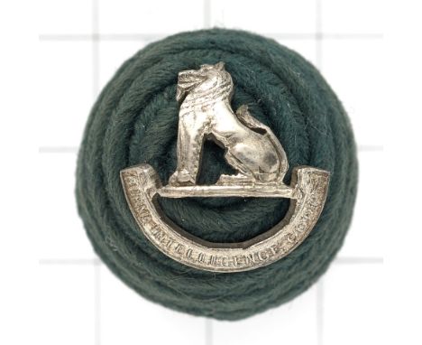 Burma Intelligence Corps scarce WW2 Officer’s green cord boss and badge.Well cast unmarked silver example.Screw postThis Spec