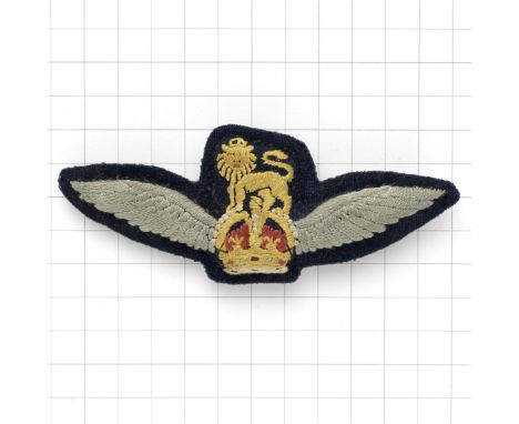 WW2 1st Glider pilot cloth embroidered wing / Army Flying BadgePadded example on brass backing plate and stout brooch pin fas