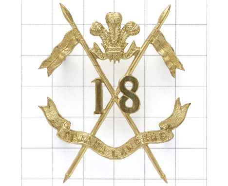 Indian Army. 18th (Prince of Wales’s Own) Tiwana Lancers head-dress badge.British made large die-cast gilt metal Prince of Wa