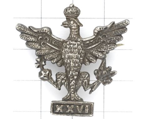 26th Hussars WW2 raised scarce Officer’s rare cast 1st pattern silver cap badge.Actual item in ‘For Hostilities Only’ by Seam