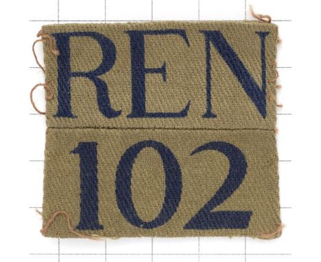 REN / 102 WW2 Renfrew Home Guard printed cloth designation.Two partRemoved from uniform. GC