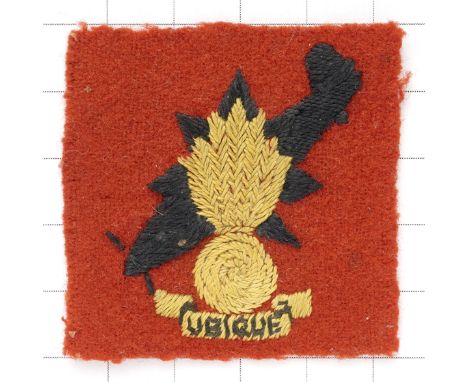 107th Light Anti-Aircaft Regiment attributed WW2 cloth felt embroidered formation sign.Rare attributed example. Red felt rect