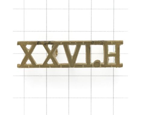 XXVI.H cast brass WW2 26th Hussars shoulder title.Well cast exampleIntegral flat loopsVGC