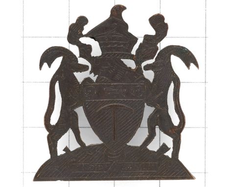 South Rhodesia Internment Camp Corps scarce WW2 1st type cap  badge.Locally die-cast blackened example. (Owen 3014)Wire loops