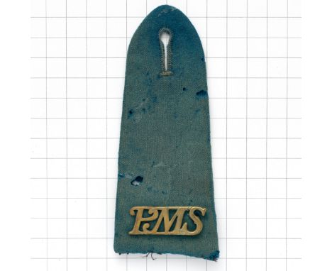 PMS scarce WW1 Paget’s Massage Service brass shoulder title on green cloth epaulette.LoopsAlmeric Paget Massage Corps founded
