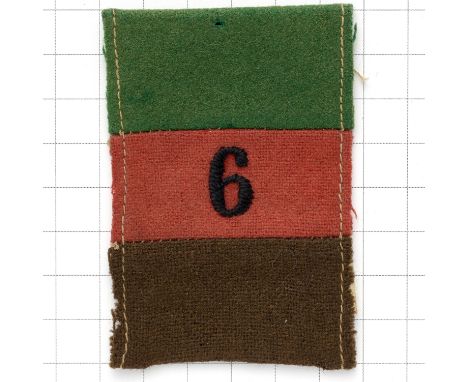 6th Armoured Car Company, Tank Corps scarce cloth embroidered pagri flash.Corps colours (equal vertical colours of green, red