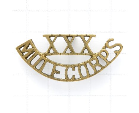XXX / MULE CORPS cast brass Indian Army shoulder title.LoopsGC