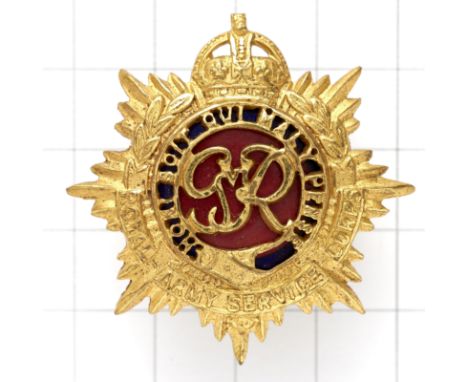 Royal Army Service Corps GVIR Officer’s cap badge.Die-cast gilt and enamels.LoopsVGC