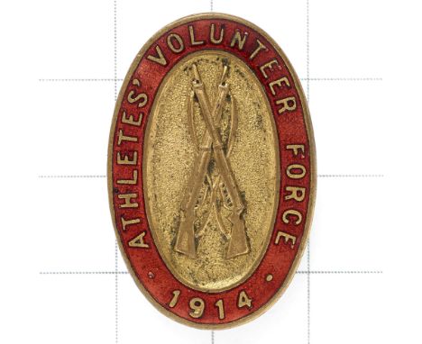 Athletes Volunteer Force 1914 VTC red enamel lapel badgeW.J. Carroll, LondonButtonholeVGC