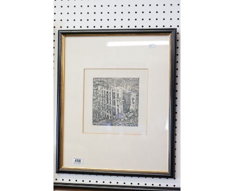 Robin Tanner (1904 -1988) Etching ' The Wicket Gate ', image measures 17cm x 17cm, framed and glazed 